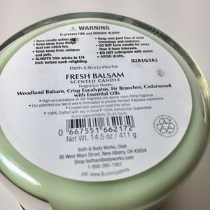 Bath & Body Works Accents - FRESH BALSAM 3 Wick Candle Bath & Body Works Accents - FRESH BALSAM 3 Wick Candle